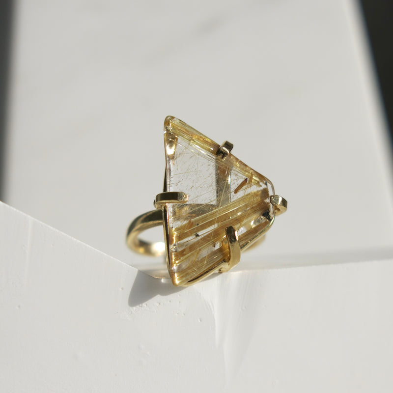 Golden Rutile adjustable gold plated ring