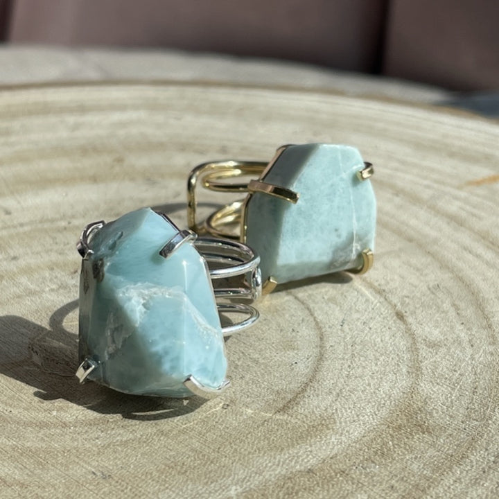 Larimar Electroplated Wired Ring