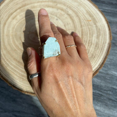 Larimar Electroplated Wired Ring