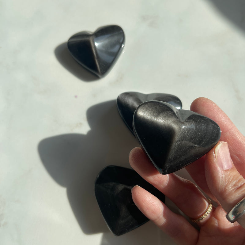 Silver Sheen Obsidian Heart