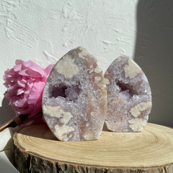 Flower agate Amethyst Free Form