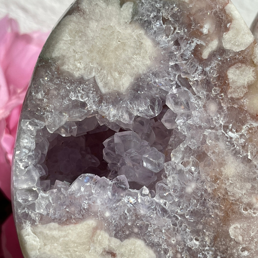 Flower agate Amethyst Free Form