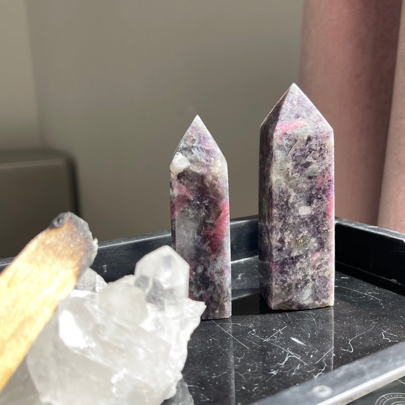 2 unicorn stone crystal on display