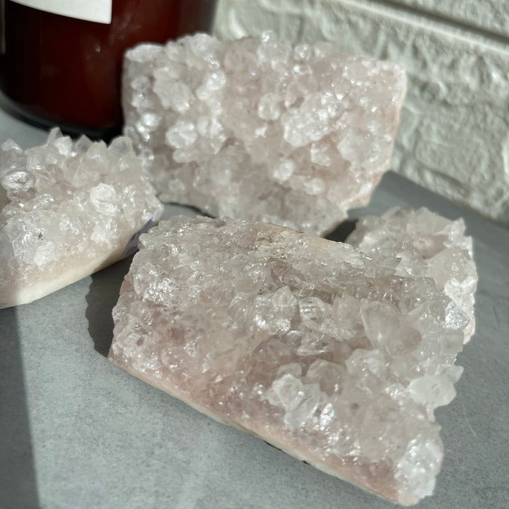 Pink Apophyllite clusters