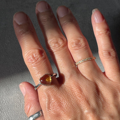 Natural citrine ring in heart shape