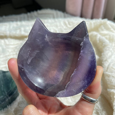 Cute fluorite crystal bowl in purple