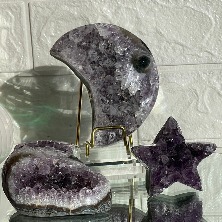 Amethyst Clusters in Moon & Star Shape