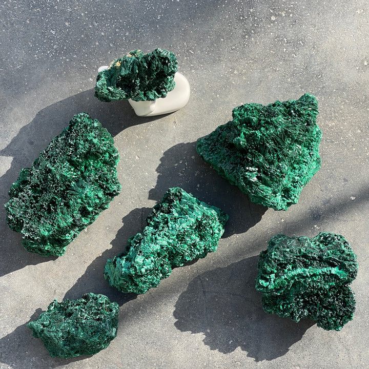 Raw Fibrous Malachite