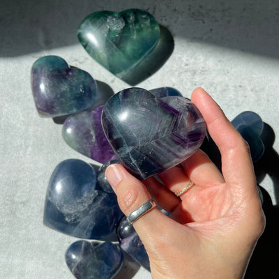 Fluorite Heart crystal in various colors
