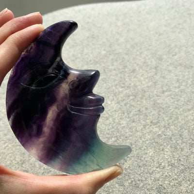 Fluorite Moon Face Carving