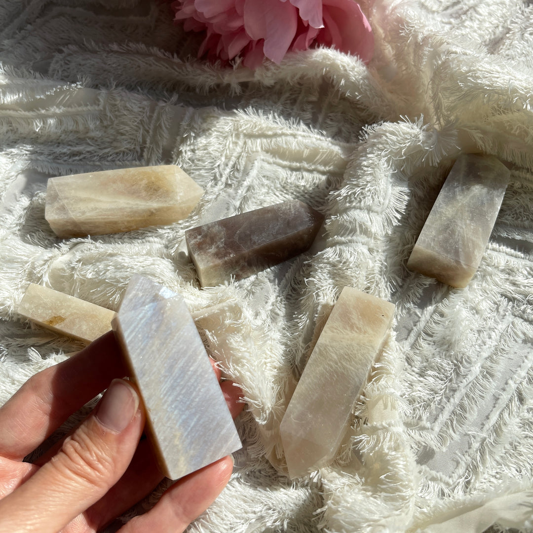 Cream Moonstone Obelisk Point