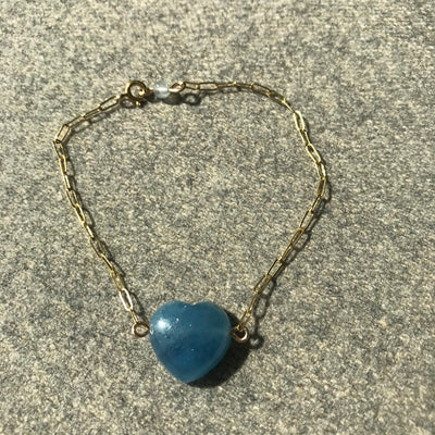 Aquamarine Heart Bracelet
