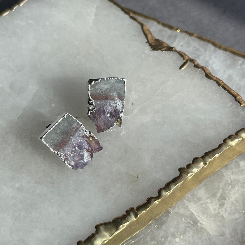 Amethyst Slice Earrings