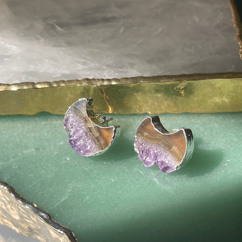 Amethyst Slice Earrings