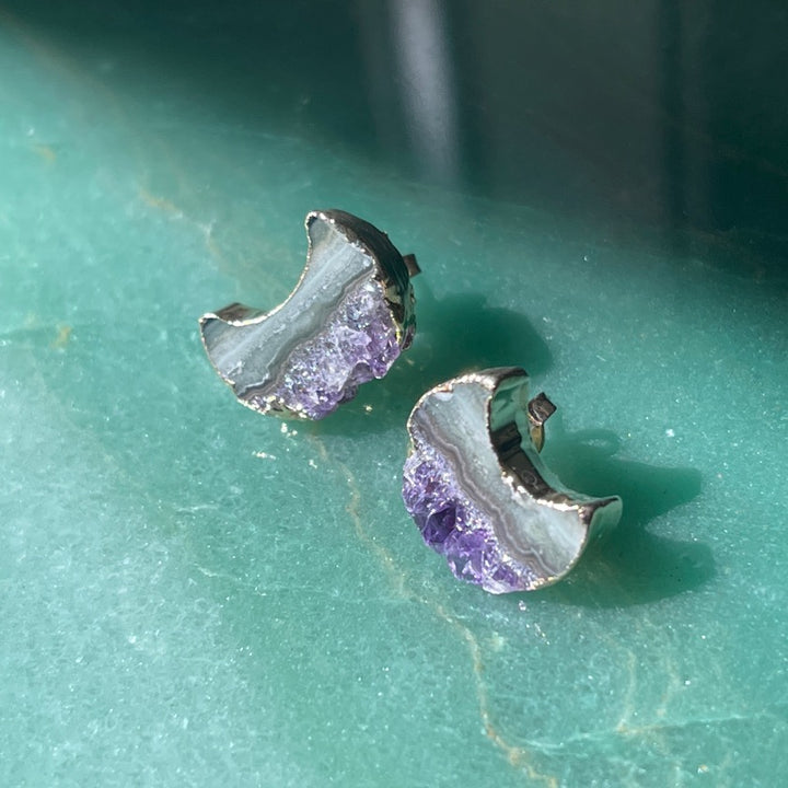 Amethyst Slice Earrings