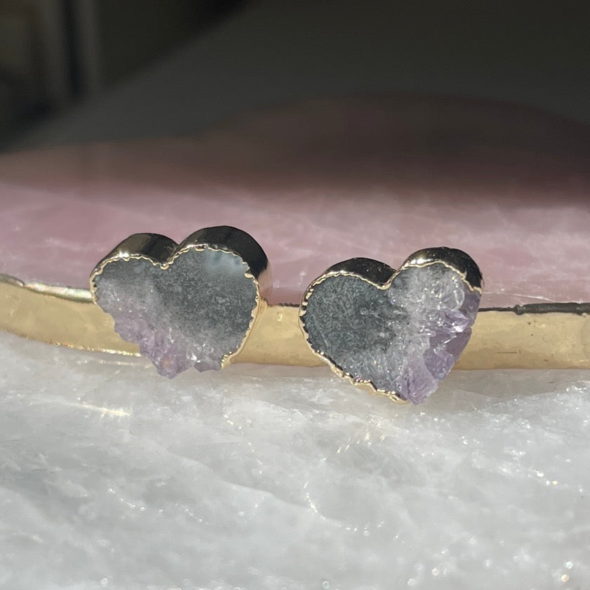 Amethyst Slice Earrings