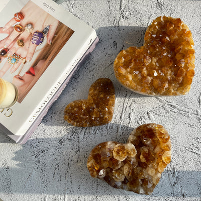 Treated Citrine Heart Clusters
