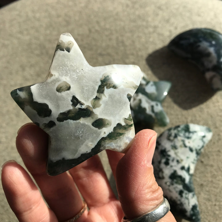 Moss Agate Star/Moon