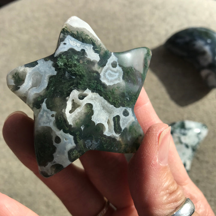 Moss Agate Star/Moon