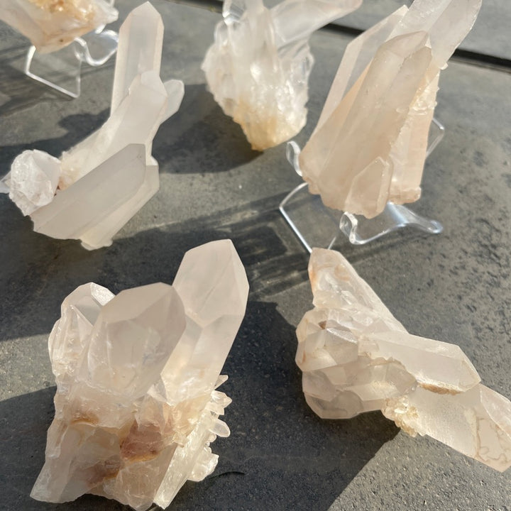 Pink Tinted Clear Quartz Cluster