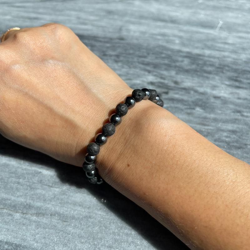 Lava Stone/Hematite beaded bracelet