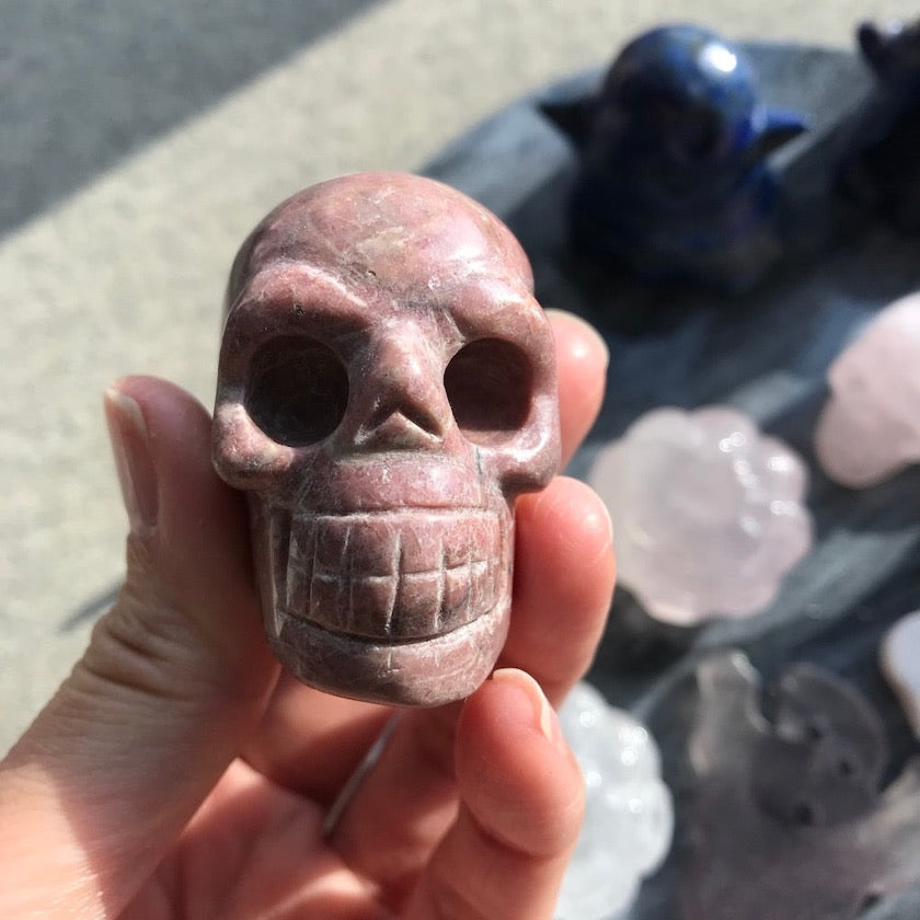 Pink Rhodonite Skull