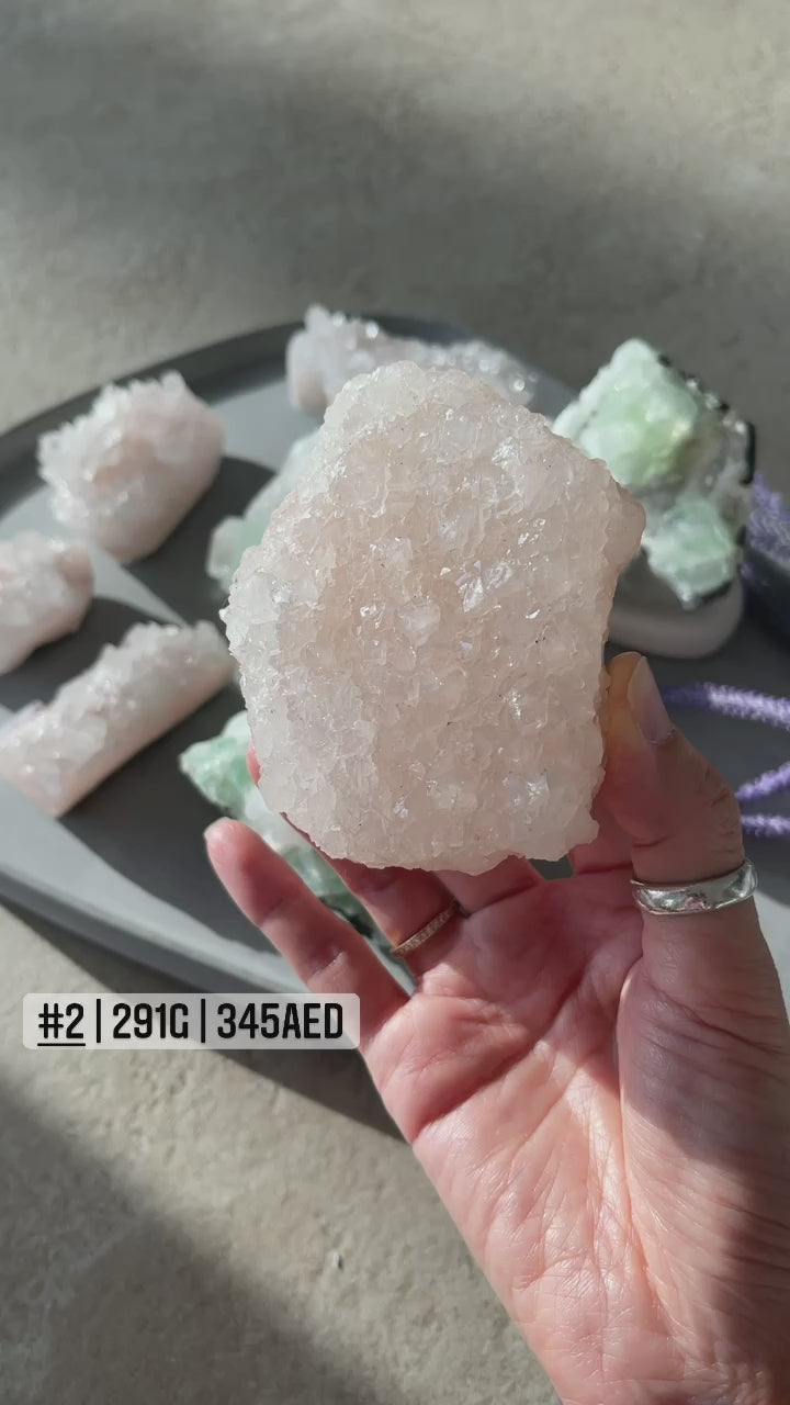 Pink Apophyllite clusters