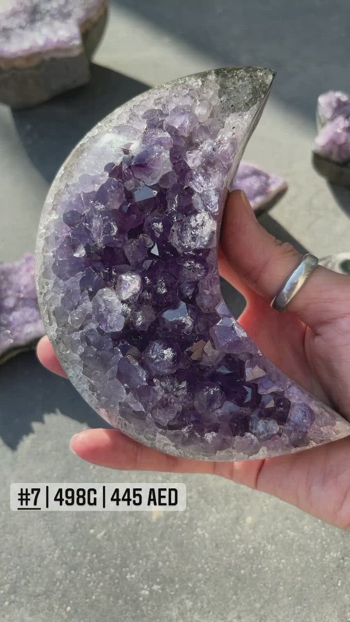 Amethyst Clusters in Moon & Star Shape